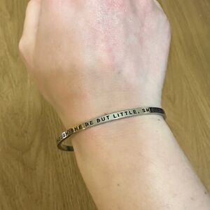 Though She Be But Little, She Is Fierce Silver MantraBand